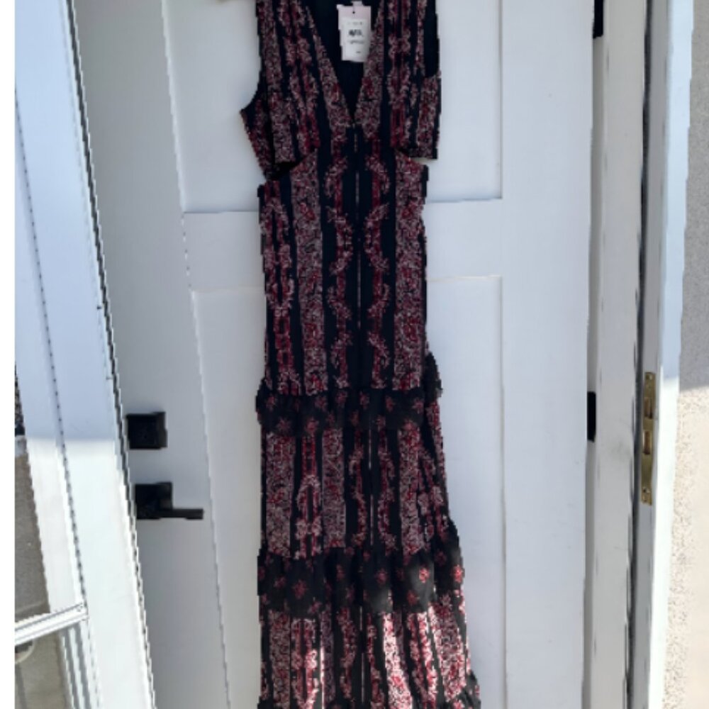 NWT AVEC LES FILLES Paisley-Print Tiered Maxi Dress Size 8 - Picture 4 of 14